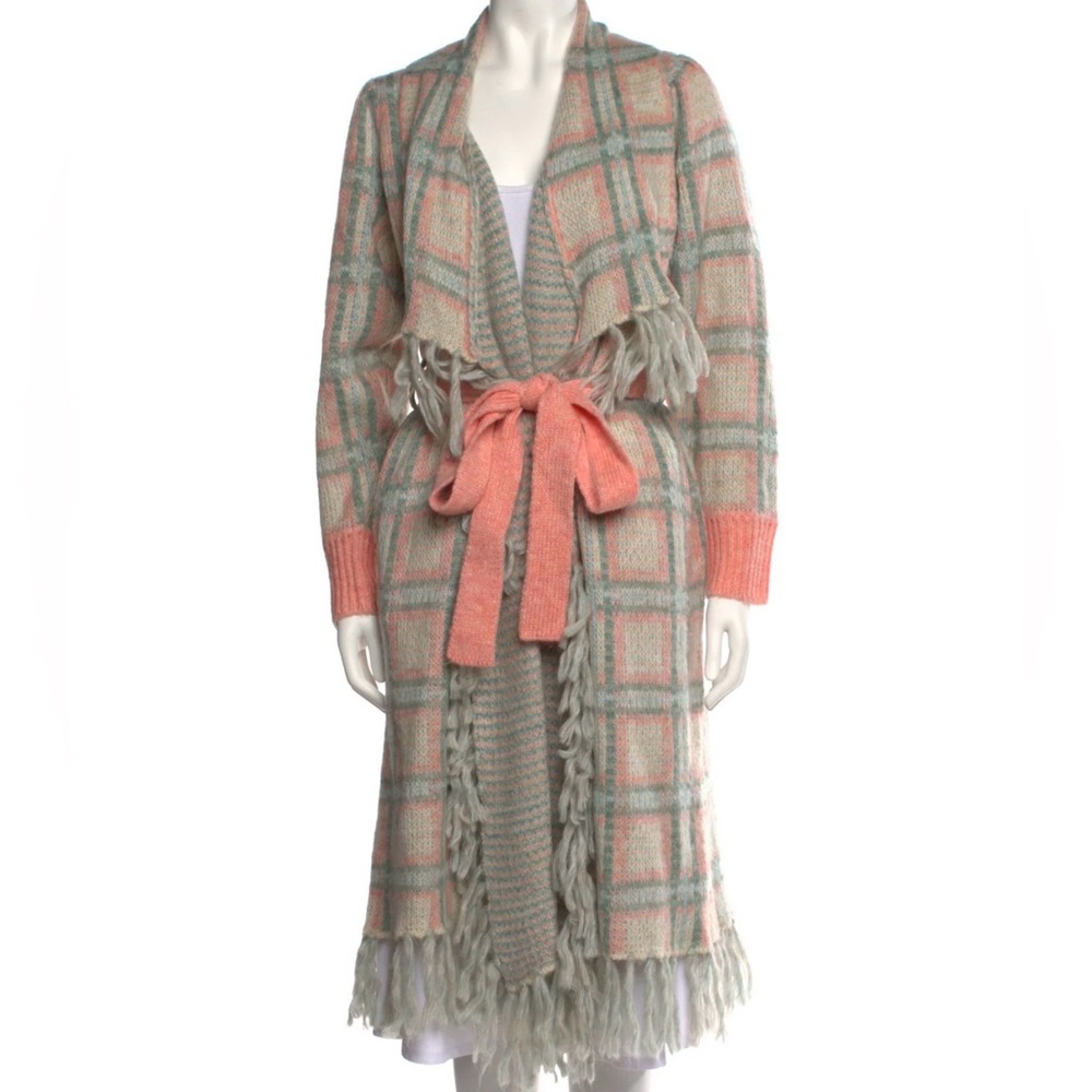 LoveShackFancy Plaid Fringe Cardigan